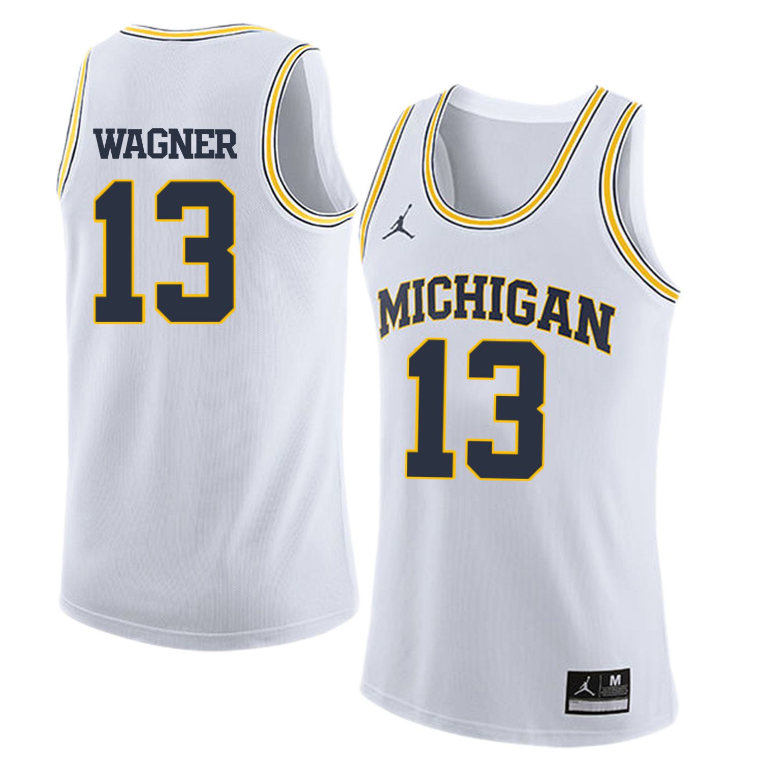 Men Jordan University of Michigan Basketball White 13 Wagner Customized NCAA Jerseys